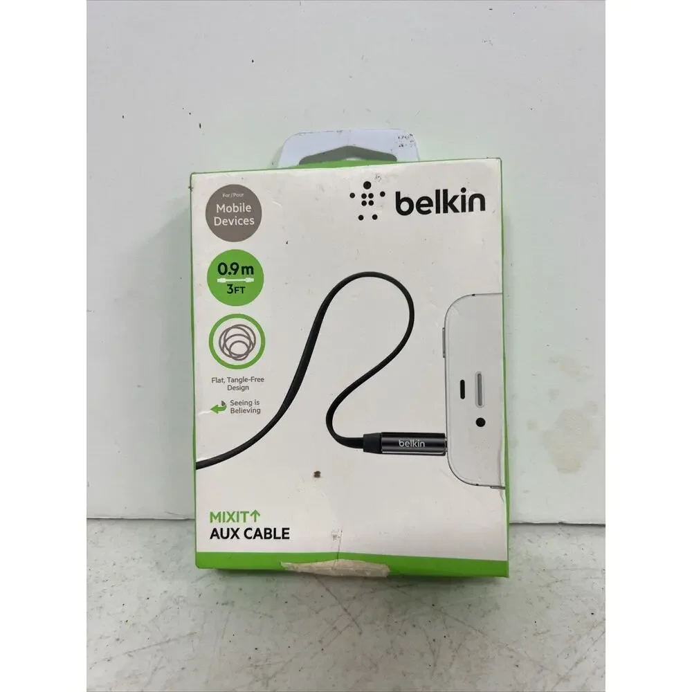 Belkin MIXIT 3 Feet 3.5mm Aux Auxiliary Cable For Car Home Audio - Black
